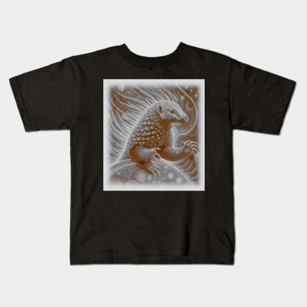 AI generated fiery pangolin from the sun Kids T-Shirt by Catbrat